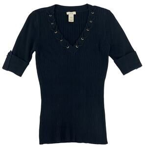 Cache’ black v neck elbow sleeve sweater